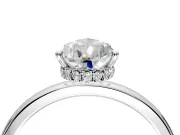 Hidden Halo Engagement Ring Setting for Pear-Shaped Center with Plain Band and Tall Prong Head in White Gold