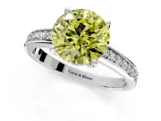 Solitaire Engagement Ring Setting for Fancy Yellow Round Cut Center with Channel-Set Accent Band and Prong Head in Sterling Silver