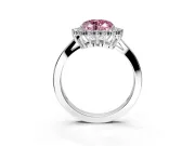 Starburst Halo Engagement Ring Setting for Fancy Pink Heart-Shaped Center with Flat Cathedral Band and Prong Head in Sterling Silver