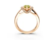 Solitaire Engagement Ring Setting for Fancy Yellow Emerald Cut Center with Wide Band, Pave Collar and Prong Head in Rose Gold