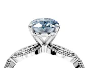 Solitaire Engagement Ring Setting for Fancy Blue Oval Center with Marquise Panel Band and Prong Head in Platinum