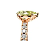 Solitaire Engagement Ring Setting for Fancy Yellow Pear-Shaped Center with Round Cut Pave Band and Prong Head in Rose Gold