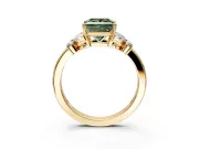 Solitaire Engagement Ring Setting for Fancy Green Princess Cut Center with Marquise Flower Shoulders and Prong Head in Yellow Gold