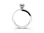Milgrain Pave Engagement Ring Setting for Emerald Cut Center with Accent Band and Prong Head in White Gold