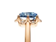 Floral Frame Engagement Ring Setting for Fancy Blue Radiant Cut Center with Accent Clusters and Prong Head in Rose Gold