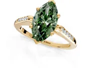 Solitaire Engagement Ring Setting for Fancy Green Marquise Center with Channel Accents and Prong Head in Yellow Gold