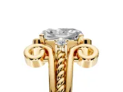 Solitaire Engagement Ring Setting for Radiant Cut Center with Twisted Band and Scroll Prong Head in Yellow Gold