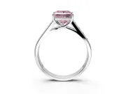 Solitaire Engagement Ring Setting for Fancy Pink Princess Cut Center with Cathedral Channel Band and Prong Head in White Gold