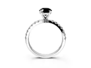 Open Basket Engagement Ring Setting for Fancy Black Oval Center with Pave Band and Prong Head in Platinum