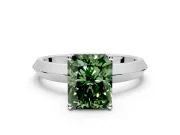 Solitaire Engagement Ring Setting for Fancy Green Radiant Cut Center with Wide Knife Ridge Band and Prong Head in White Gold