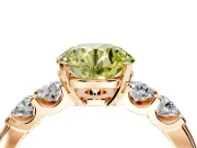 5 Stone Engagement Ring Setting for Fancy Yellow Round Cut Center with Plain Band and Prong Head in Rose Gold