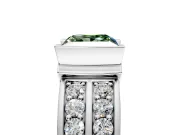 Bezel Engagement Ring Setting for Fancy Green Princess Cut Center with Wide Channel-Set Band and Bezel Head in Platinum
