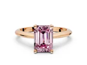 Solitaire Engagement Ring Setting for Fancy Pink Emerald Cut Center with Knife Ridge Band and Claw Prong Head in Rose Gold