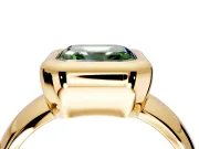Solitaire Engagement Ring Setting for Fancy Green Asscher Cut Center with Wide Band and Bezel Head in Yellow Gold