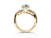 5 Stone Engagement Ring Setting for Round Cut Center with Graduated Accents and Prong Head in Yellow Gold