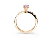 Open Basket Engagement Ring Setting for Fancy Pink Pear-Shaped Center with Pave Band and Prong Head in Rose Gold