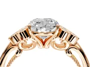 Cluster Engagement Ring Setting for Cushion Cut Center with Bezel Accent Clusters and Prong Head in Rose Gold