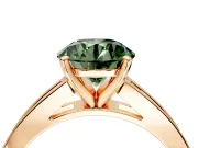 Solitaire Engagement Ring Setting for Fancy Green Round Cut Center with Princess Cut Channel Band and Prong Head in Rose Gold