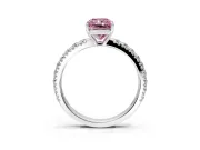 Solitaire Engagement Ring Setting for Fancy Pink Radiant Cut Center with Large Accent Band and Prong Head in Platinum