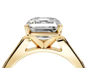 Solitaire Engagement Ring Setting for Asscher Cut Center with Channel Accents and Prong Head in Yellow Gold