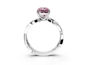 Solitaire Engagement Ring Setting for Fancy Pink Radiant Cut Center with Pave and Plain Crossover Band and Prong Head in Sterling Silver
