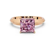 Solitaire Engagement Ring Setting for Fancy Pink Princess Cut Center with Wide Knife Ridge Band and Prong Head in Rose Gold