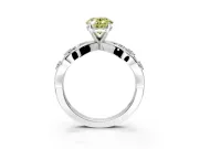 Solitaire Engagement Ring Setting for Fancy Yellow Oval Center with Criss-Cross Accent Band and Prong Head in White Gold