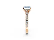 Solitaire Engagement Ring Setting for Fancy Blue Radiant Cut Center with Single Row Accent Band and Prong Head in Rose Gold