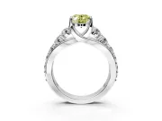 Solitaire Engagement Ring Setting for Fancy Yellow Oval Center with Graduated Shared Prongs and Prong Head in Platinum
