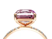 Solitaire Engagement Ring Setting for Fancy Pink Asscher Cut Center with Pave Accents and Prong Head in Rose Gold