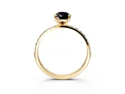 Solitaire Engagement Ring Setting for Fancy Black Pear-Shaped Center with Pave Accents and Prong Head in Yellow Gold