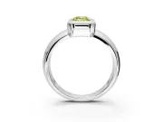 Solitaire Engagement Ring Setting for Fancy Yellow Emerald Cut Center with Wide Band and Bezel Head in Platinum