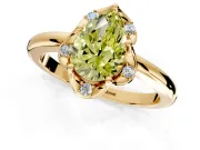 Floral Frame Engagement Ring Setting for Fancy Yellow Pear-Shaped Center with Accent Clusters and Prong Head in Yellow Gold