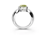 Halo Engagement Ring Setting for Fancy Yellow Heart-Shaped Center with Tapered Plain Band and Prong Head in Sterling Silver