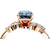 Solitaire Engagement Ring Setting for Fancy Blue Emerald Cut Center with Marquise Accent Twist Band and Prong Head in Rose Gold