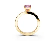 Solitaire Engagement Ring Setting for Fancy Pink Cushion Cut Center with Channel Baguette Band and Prong Head in Yellow Gold