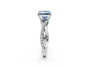 Crossover Engagement Ring Setting for Fancy Blue Princess Cut Center with Pave and Plain Strands and Prong Head in Sterling Silver
