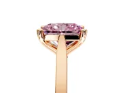 Solitaire Engagement Ring Setting for Fancy Pink Radiant Cut Center with Tapered Shoulders and Prong Head in Rose Gold