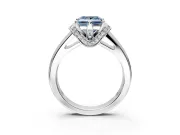 Solitaire Engagement Ring Setting for Fancy Blue Princess Cut Center with Wide Band, Pave Collar and Prong Head in Platinum