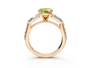 Channel-Set Engagement Ring Setting for Fancy Yellow Round Cut Center with Baguette Band and Prong Head in Rose Gold
