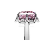 Floral Frame Engagement Ring Setting for Fancy Pink Princess Cut Center with Accent Clusters and Prong Head in Platinum