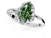 Floral Frame Engagement Ring Setting for Fancy Green Pear-Shaped Center with Accent Clusters and Prong Head in Platinum