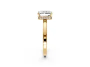 Hidden Halo Engagement Ring Setting for Radiant Cut Center with Wide Flat Plain Band and Prong Head in Yellow Gold