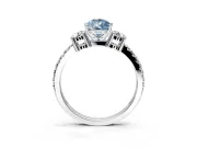 3 Stone Engagement Ring Setting for Fancy Blue Pear-Shaped Center with Round Cut Side Accents and Prong Head in Sterling Silver