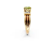 Solitaire Engagement Ring Setting for Fancy Yellow Cushion Cut Center with Grooved Bar Accent Band and Prong Head in Yellow Gold