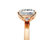 Solitaire Engagement Ring Setting for Princess Cut Center with Thin Rounded Plain Band and Prong Head in Rose Gold