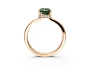 Hidden Halo Engagement Ring Setting for Fancy Green Radiant Cut Center with Wide Flat Plain Band and Prong Head in Rose Gold
