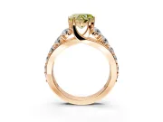 Solitaire Engagement Ring Setting for Fancy Yellow Heart-Shaped Center with Graduated Shared Prongs and Prong Head in Rose Gold