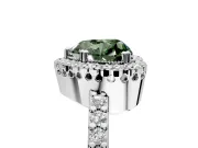 Halo Engagement Ring Setting for Fancy Green Heart-Shaped Center with Inner Milgrain Border and Prong Head in Platinum