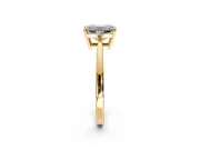 3 Stone Engagement Ring Setting for Emerald Cut Center with Low-Set Round Cut Accents and Prong Head in Yellow Gold